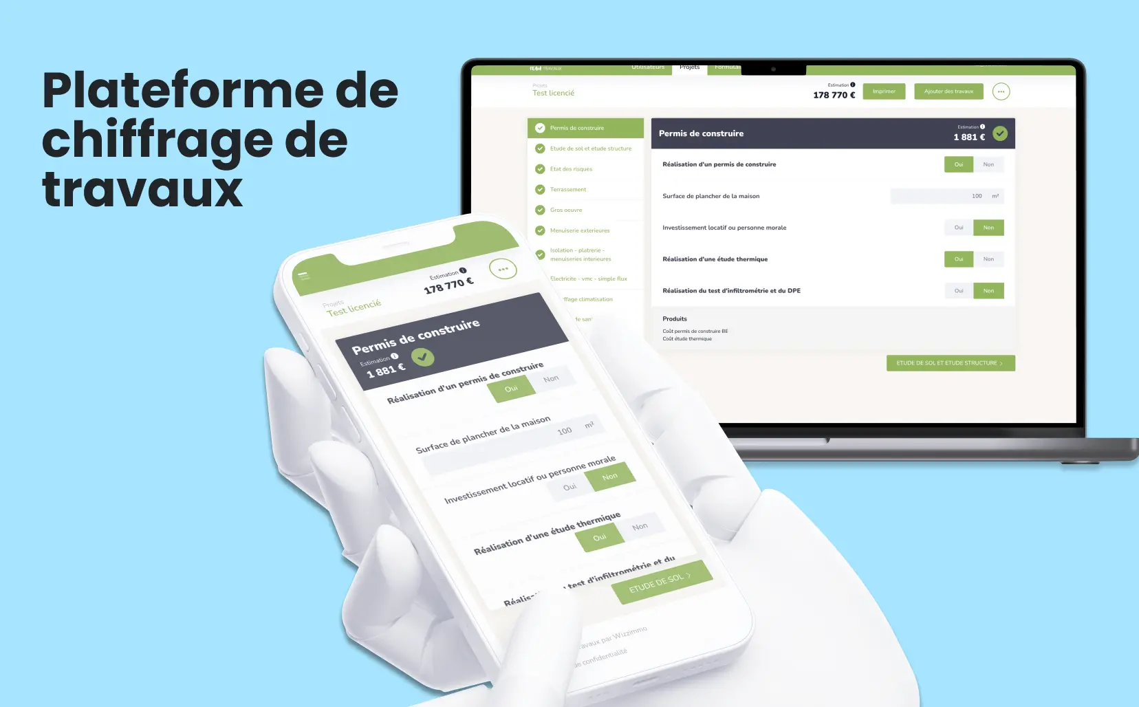 Plateforme de chiffrage de travaux